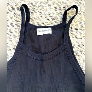 Denim Forum by Artizia cotton black ribbed racerback tank top, Size L